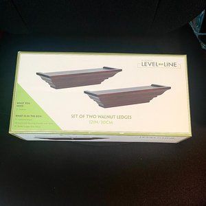 Set of 2 Walnut Wood Shelves 12 inches long